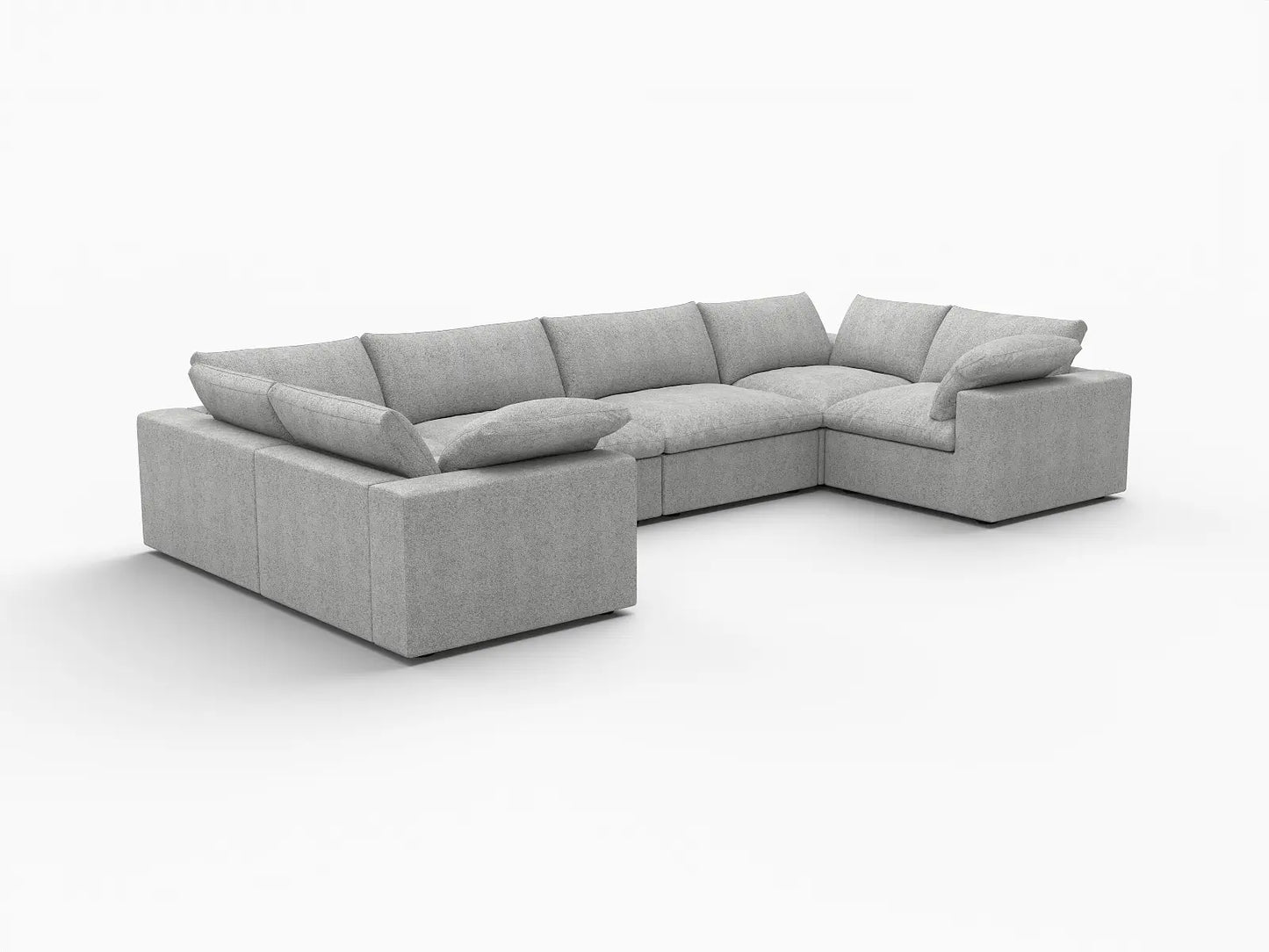 Deluxe Premium Cloud Sectional Sofa Covers | Light Grey Cotton and Linen Sofa Cover for 6-Seater