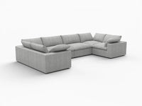 Deluxe Premium Cloud Sectional Sofa Covers | Light Grey Cotton and Linen Sofa Cover for 6-Seater