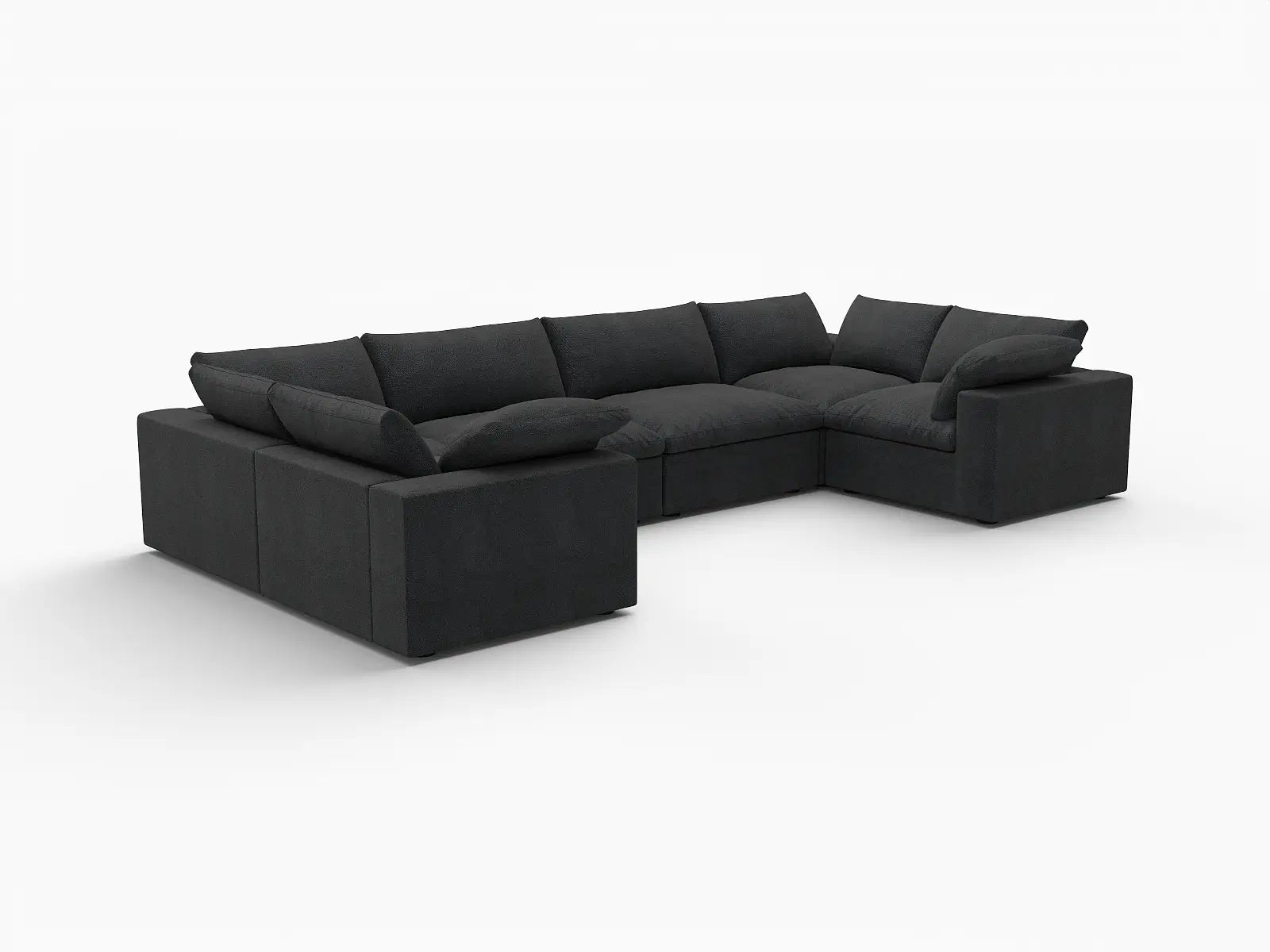 Deluxe Premium Cloud Sectional Sofa Covers | Black Cotton and Linen Sofa Cover for 6-Seater