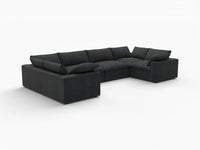 Deluxe Premium Cloud Sectional Sofa Covers | Black Cotton and Linen Sofa Cover for 6-Seater