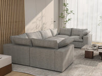Deluxe Cloud 6-Seater Light Grey Large Space U-Shaped Sectional | 6-Piece, Cotton And Linen Fabric, Easy To Clean