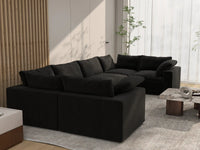 Deluxe Cloud 6-Seater Black Large Space U-Shaped Sectional | 6-Piece, Cotton And Linen Fabric, Easy To Clean