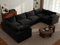 Deluxe Premium Cloud Sectional Sofa Covers | Black Cotton and Linen Sofa Cover for 6-Seater