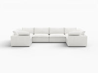 Deluxe Premium Cloud Sectional Sofa Covers | White Cotton and Linen Sofa Cover for 6-Seater