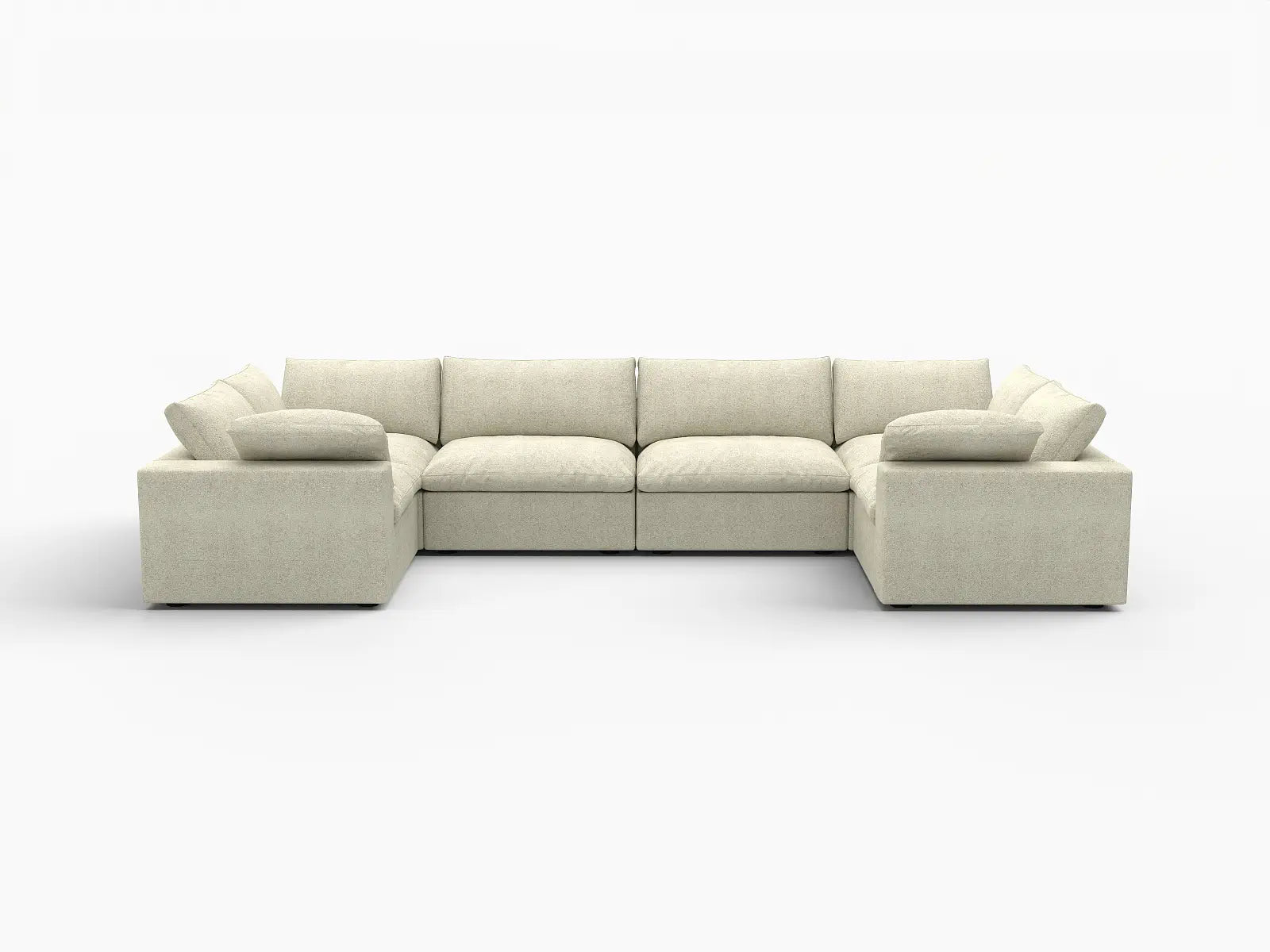 Deluxe Premium Cloud Sectional Sofa Covers | Khaki Cotton and Linen Sofa Cover for 6-Seater