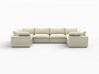 Deluxe Premium Cloud Sectional Sofa Covers | Khaki Cotton and Linen Sofa Cover for 6-Seater