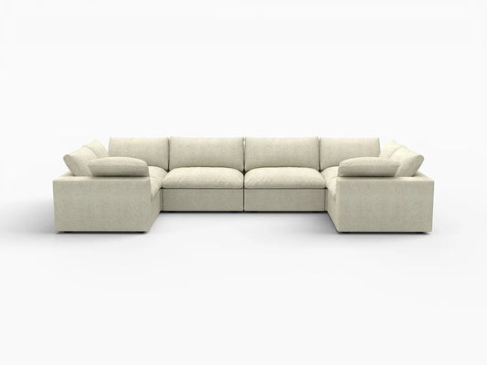 Deluxe Premium Cloud Sectional Sofa Covers | Khaki Cotton and Linen Sofa Cover for 6-Seater