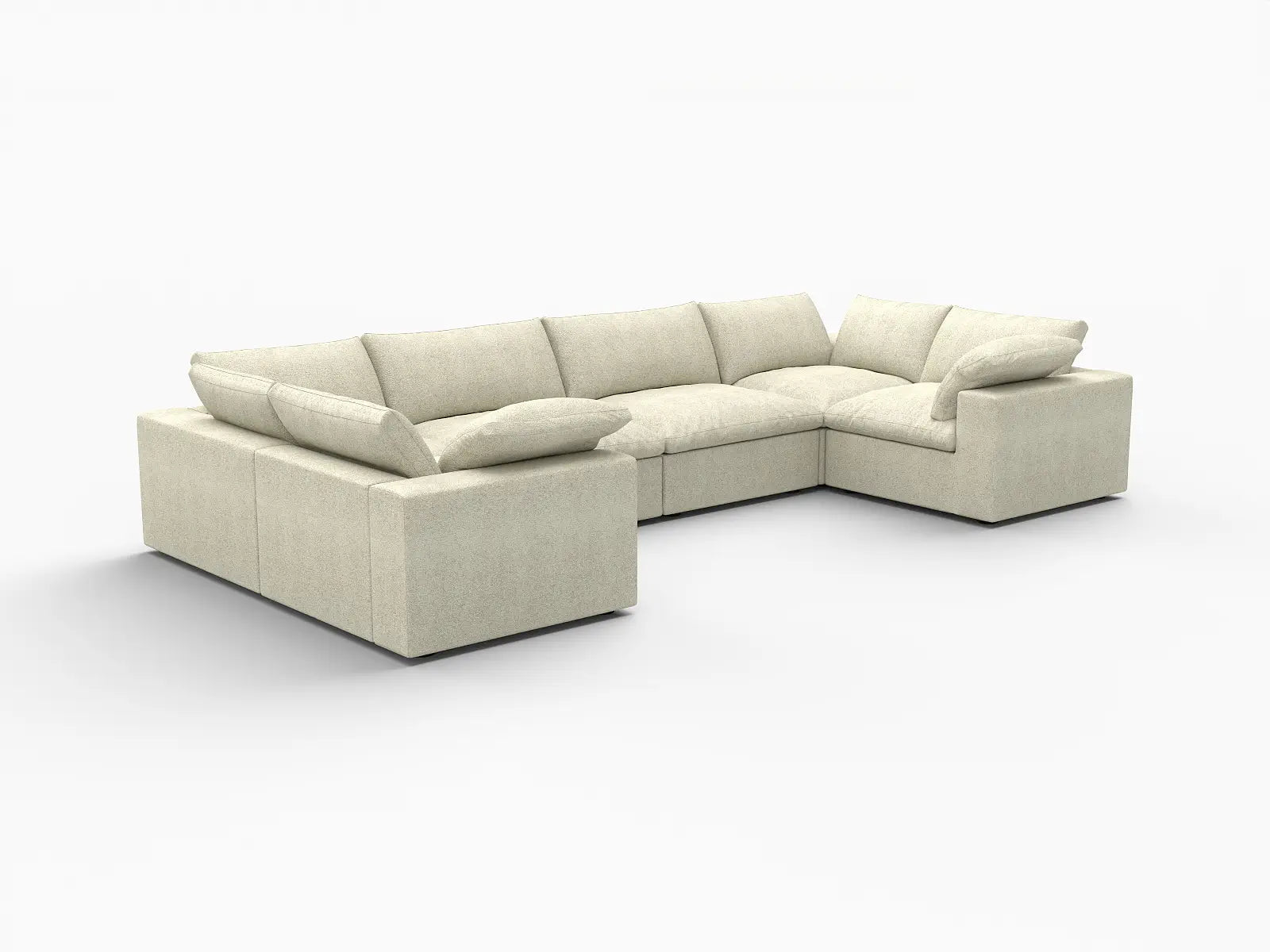 Deluxe Premium Cloud Sectional Sofa Covers | Khaki Cotton and Linen Sofa Cover for 6-Seater