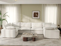 Deluxe Premium Cloud Sectional Sofa Covers | White Cotton and Linen Sofa Cover for 6-Seater
