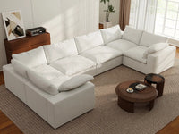 Deluxe Premium Cloud Sectional Sofa Covers | White Cotton and Linen Sofa Cover for 6-Seater