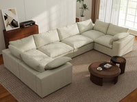 Deluxe Premium Cloud Sectional Sofa Covers | Khaki Cotton and Linen Sofa Cover for 6-Seater