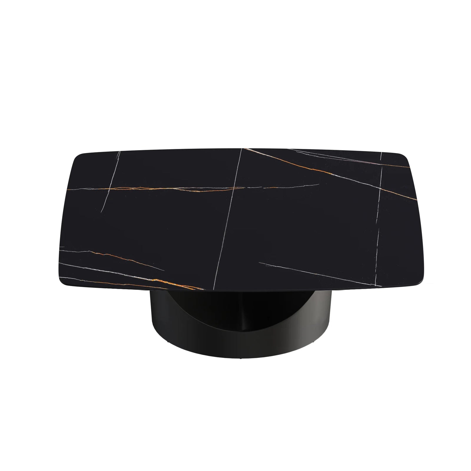 Mesa de comedor Marbella de piedra sinterizada | Rectangular de 160 cm (63") en negro mate con borde curvo