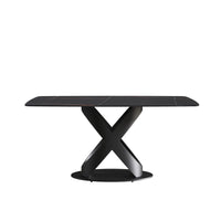 Marbella Sintered Stone Dining Table | 63" Matte Black Rectangular With Curved Edge