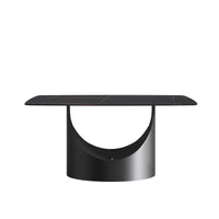 Marbella Sintered Stone Dining Table | 63" Matte Black Rectangular With Curved Edge