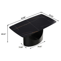 Marbella Sintered Stone Dining Table | 63" Matte Black Rectangular With Curved Edge