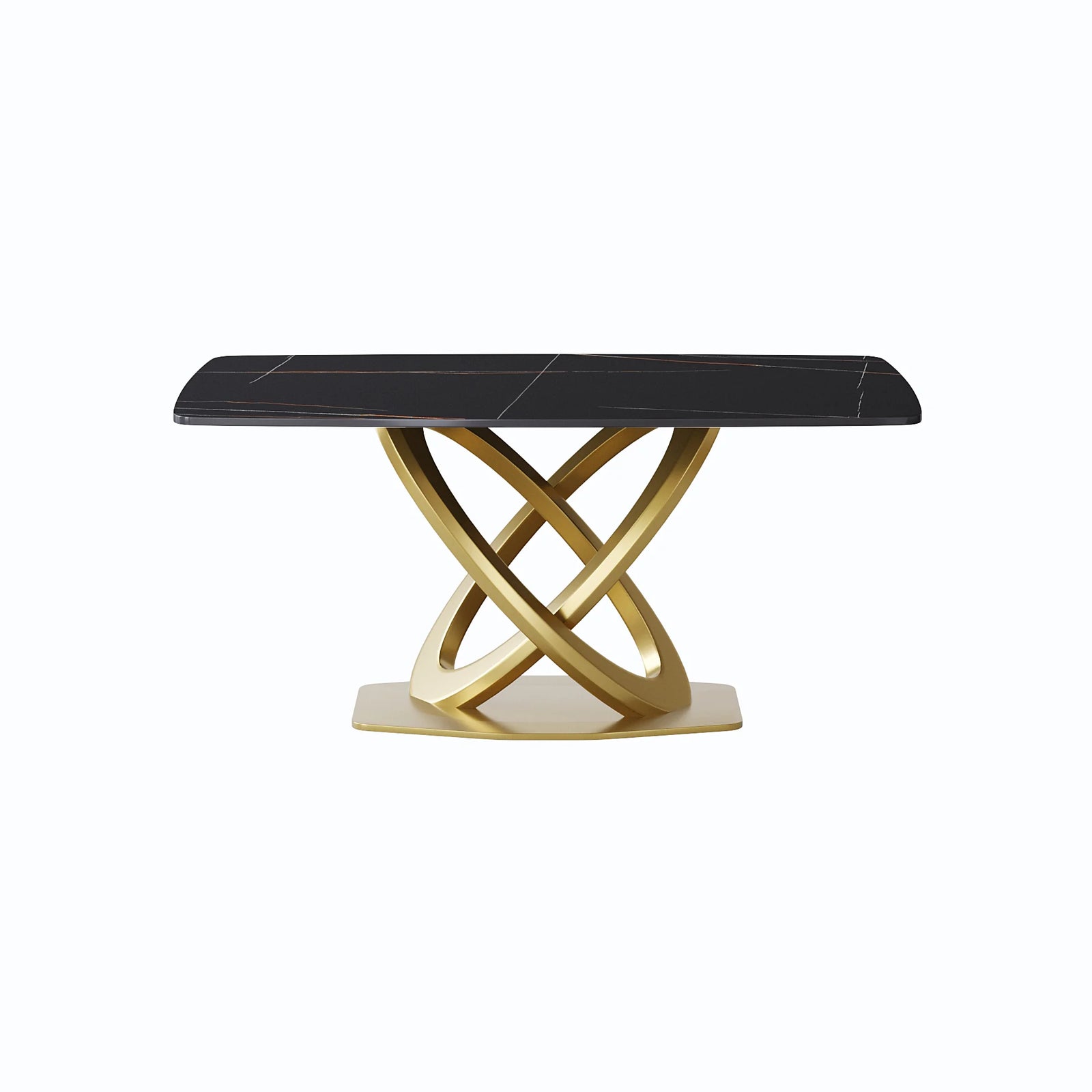 Marbella Sintered Stone Dining Table | 63" Matte Black Rectangular With Curved Edge