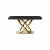 Marbella Sintered Stone Dining Table | 63" Matte Black Rectangular With Curved Edge