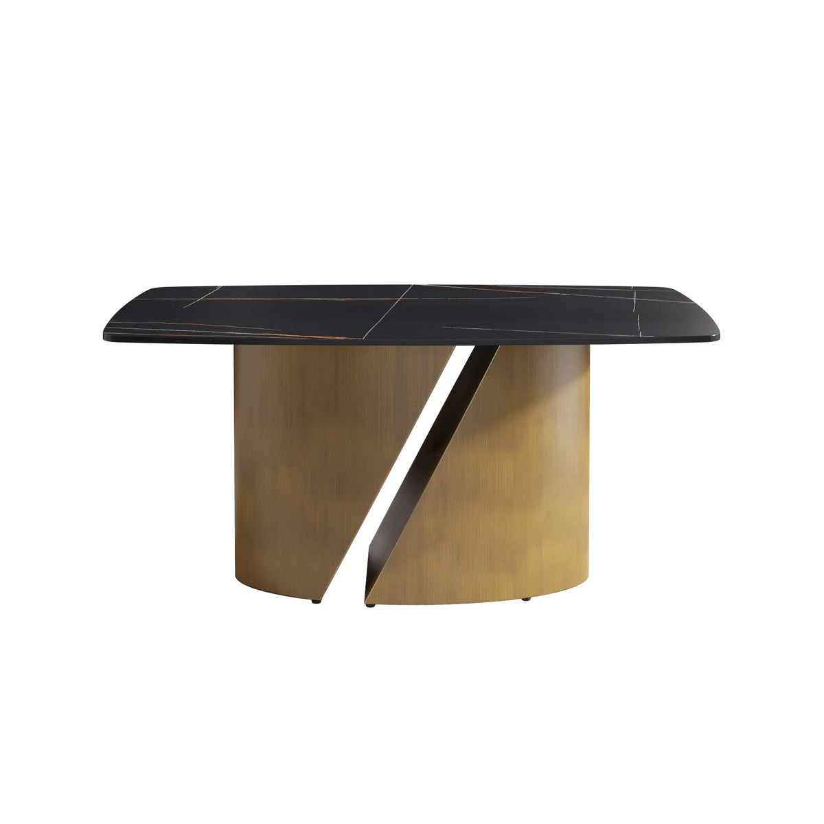 Marbella Sintered Stone Dining Table | 63" Matte Black Rectangular With Curved Edge