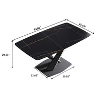 Marbella Sintered Stone Dining Table | 63" Matte Black Rectangular With Curved Edge