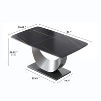 Marbella Sintered Stone Dining Table | 63" Matte Black Rectangular With Curved Edge