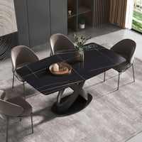 Marbella Sintered Stone Dining Table | 63" Matte Black Rectangular With Curved Edge