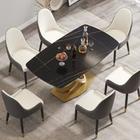 Marbella Sintered Stone Dining Table | 63" Matte Black Rectangular With Curved Edge