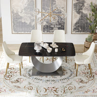 Marbella Sintered Stone Dining Table | 63" Matte Black Rectangular With Curved Edge