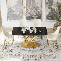 Marbella Sintered Stone Dining Table | 63" Matte Black Rectangular With Curved Edge