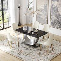Marbella Sintered Stone Dining Table | 63" Matte Black Rectangular With Curved Edge