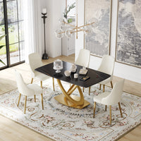 Marbella Sintered Stone Dining Table | 63" Matte Black Rectangular With Curved Edge