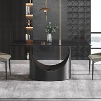 Marbella Sintered Stone Dining Table | 63" Matte Black Rectangular With Straight Edge