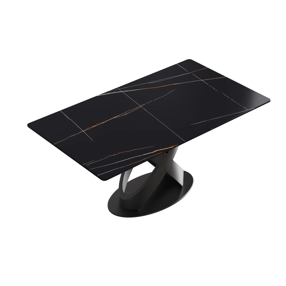 Marbella Sintered Stone Dining Table | 63" Matte Black Rectangular With Straight Edge