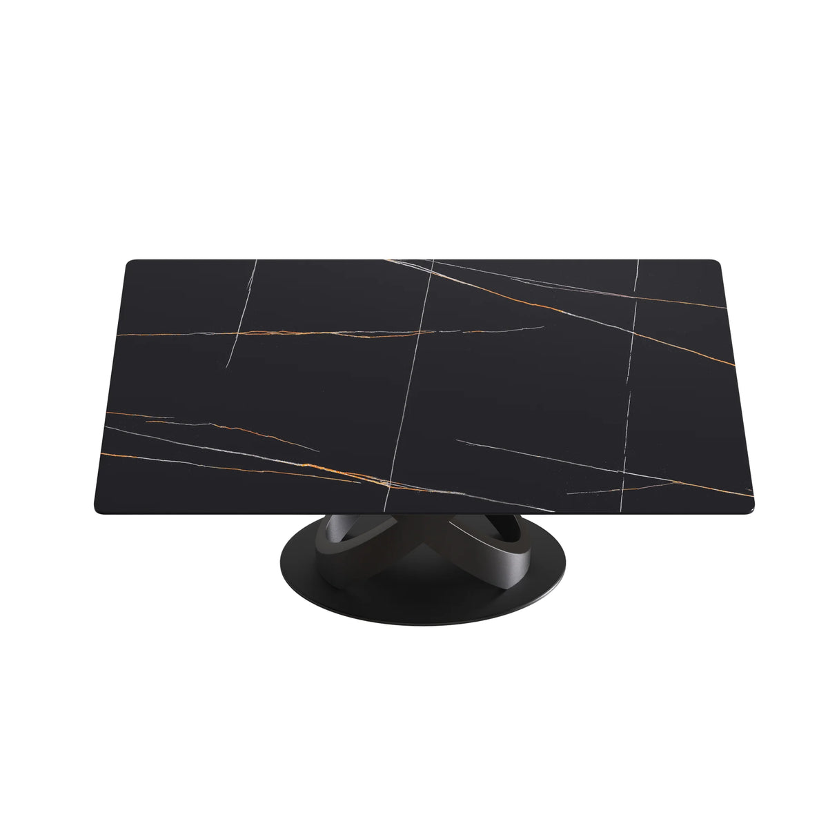 Marbella Sintered Stone Dining Table | 63" Matte Black Rectangular With Straight Edge