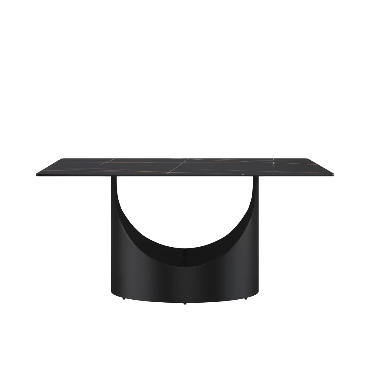 Marbella Sintered Stone Dining Table | 63" Matte Black Rectangular With Straight Edge