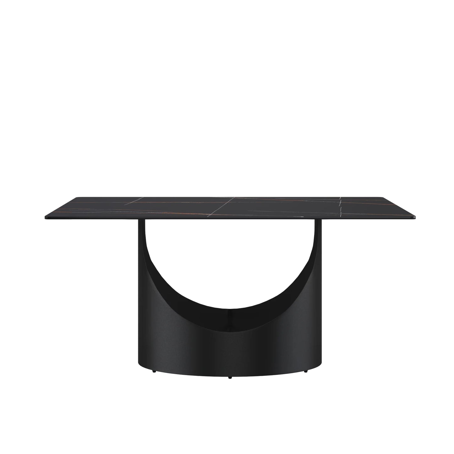 Marbella Sintered Stone Dining Table | 63" Matte Black Rectangular With Straight Edge