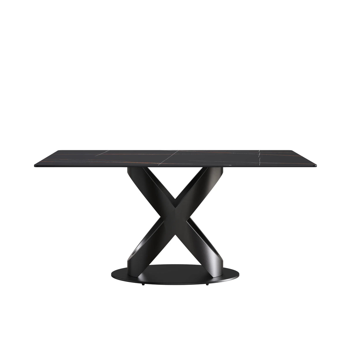 Marbella Sintered Stone Dining Table | 63" Matte Black Rectangular With Straight Edge