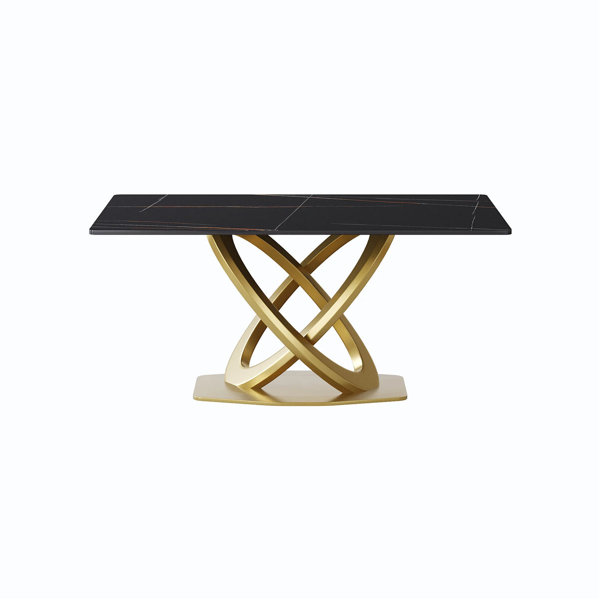 Marbella Sintered Stone Dining Table | 63" Matte Black Rectangular With Straight Edge