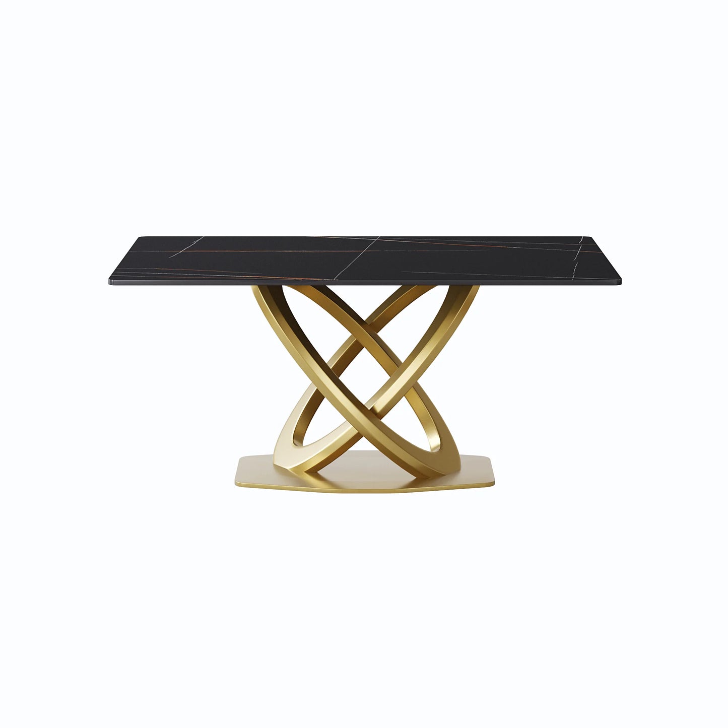 Marbella Sintered Stone Dining Table | 63" Matte Black Rectangular With Straight Edge