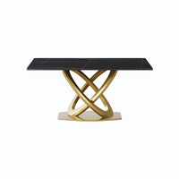 Marbella Sintered Stone Dining Table | 63" Matte Black Rectangular With Straight Edge
