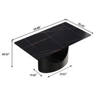 Marbella Sintered Stone Dining Table | 63" Matte Black Rectangular With Straight Edge