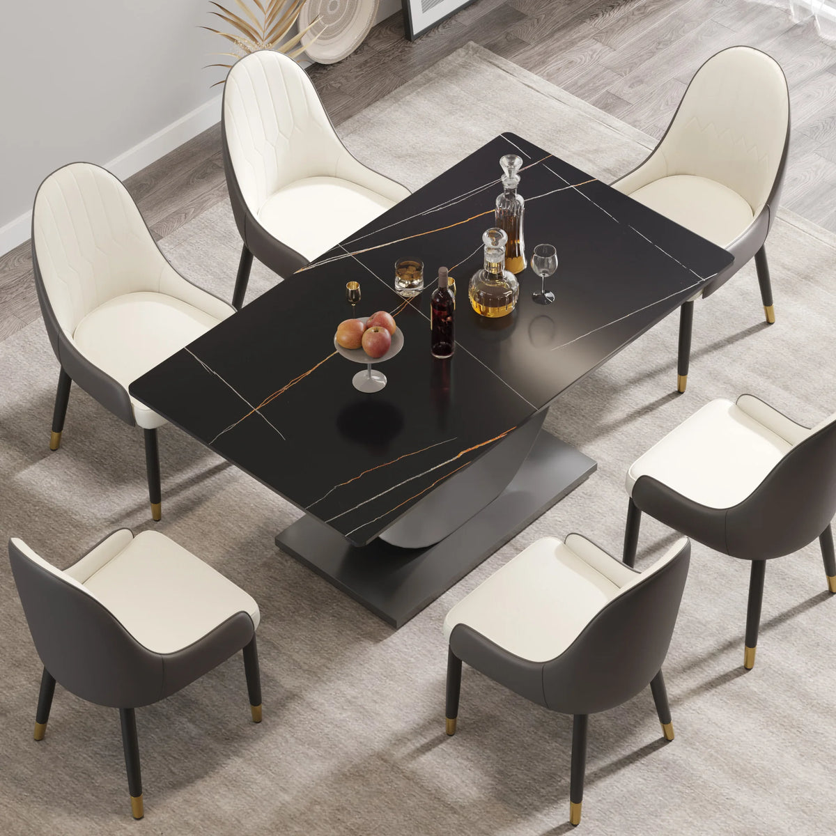 Marbella Sintered Stone Dining Table | 63" Matte Black Rectangular With Straight Edge