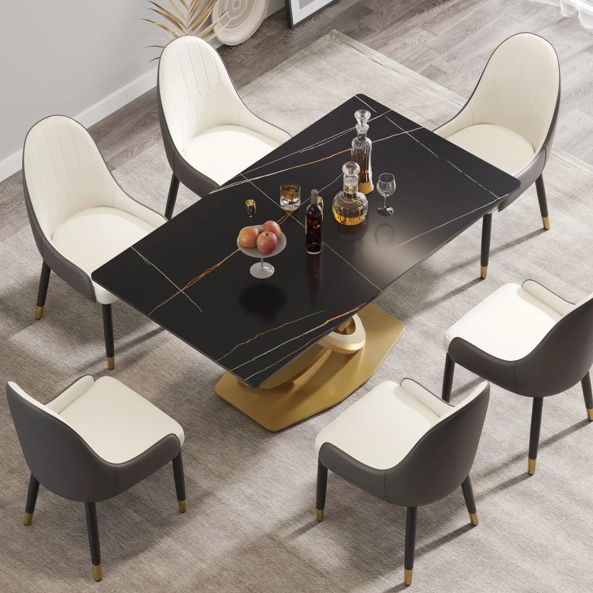 Marbella Sintered Stone Dining Table | 63" Matte Black Rectangular With Straight Edge