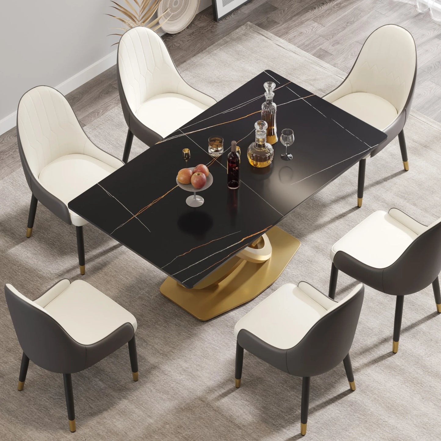 Marbella Sintered Stone Dining Table | 63" Matte Black Rectangular With Straight Edge
