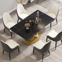 Marbella Sintered Stone Dining Table | 63" Matte Black Rectangular With Straight Edge