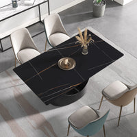 Marbella Sintered Stone Dining Table | 63" Matte Black Rectangular With Straight Edge