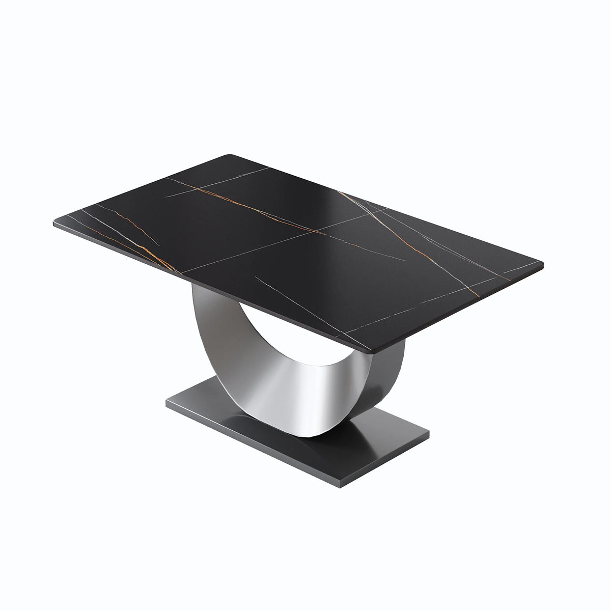 Marbella Sintered Stone Dining Table | 63" Matte Black Rectangular With Straight Edge