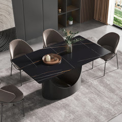 Marbella Sintered Stone Dining Table | 63" Matte Black Rectangular With Straight Edge