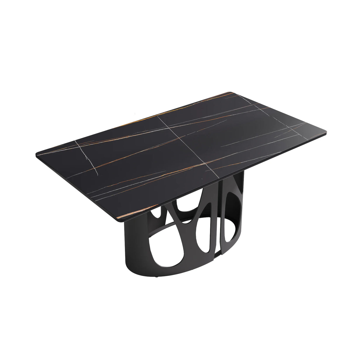 Marbella Sintered Stone Dining Table | 63" Matte Black Rectangular With Straight Edge