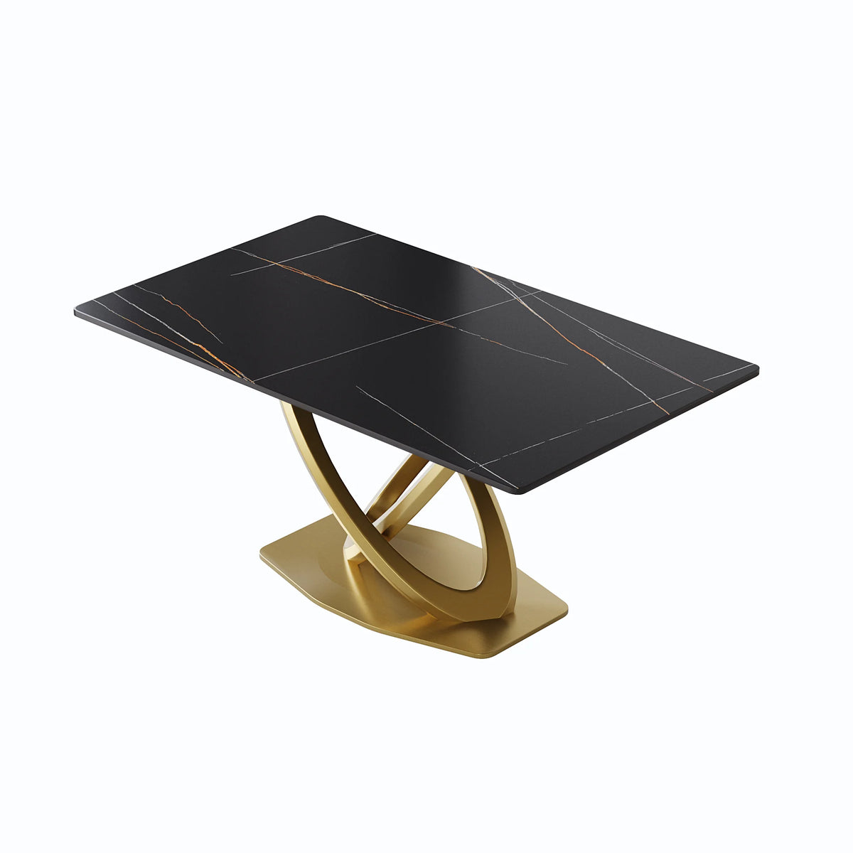 Marbella Sintered Stone Dining Table | 63" Matte Black Rectangular With Straight Edge
