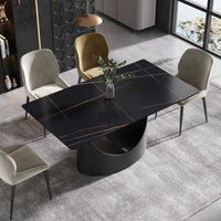 Marbella Sintered Stone Dining Table | 63" Matte Black Rectangular With Straight Edge